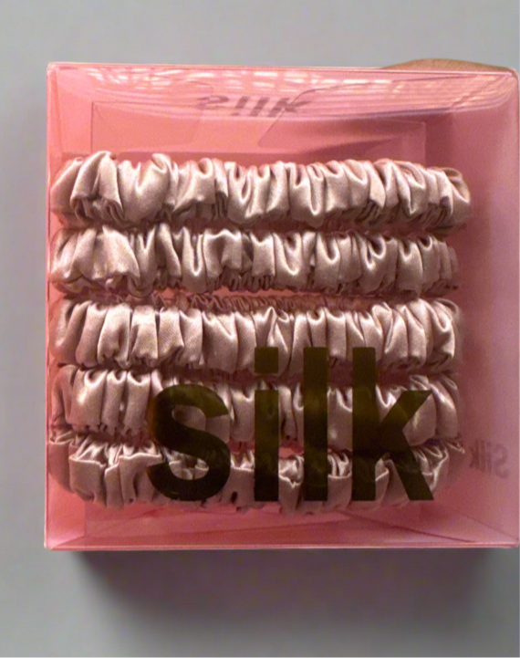 Luxury 100% 5 pc a Silk Hair Elastics Scrunchies