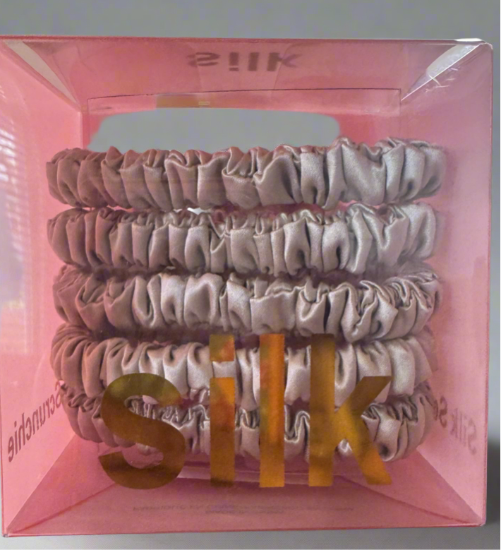 Luxury 100% 5 pc a Silk Hair Elastics Scrunchies