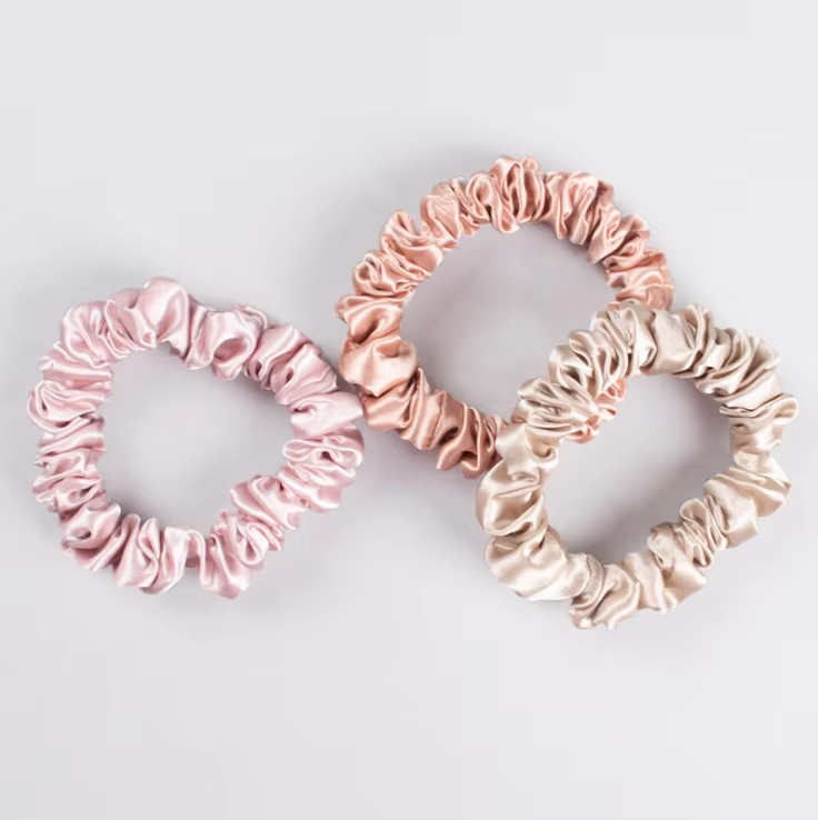 Luxury 100% 5 pc a Silk Hair Elastics Scrunchies